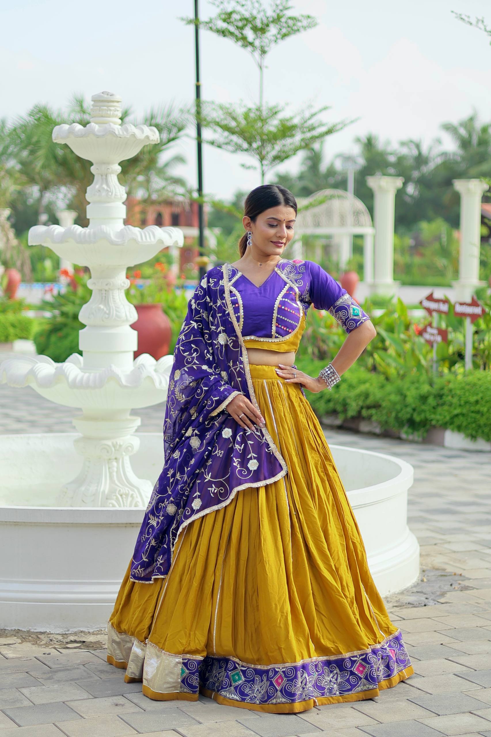 Designer Yellow Color Pure Cotton Navratri Wear Lehenga Choli