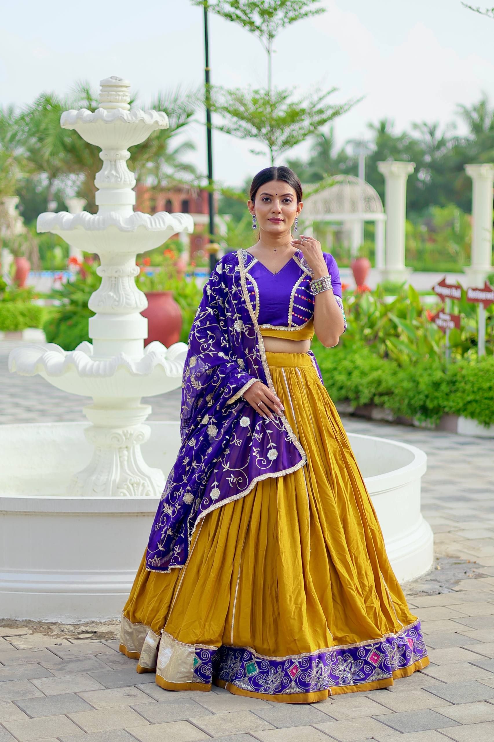 Designer Yellow Color Pure Cotton Navratri Wear Lehenga Choli
