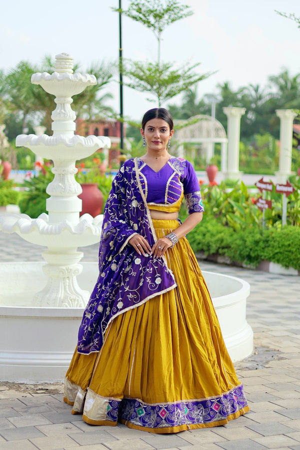 Designer Yellow Color Pure Cotton Navratri Wear Lehenga Choli