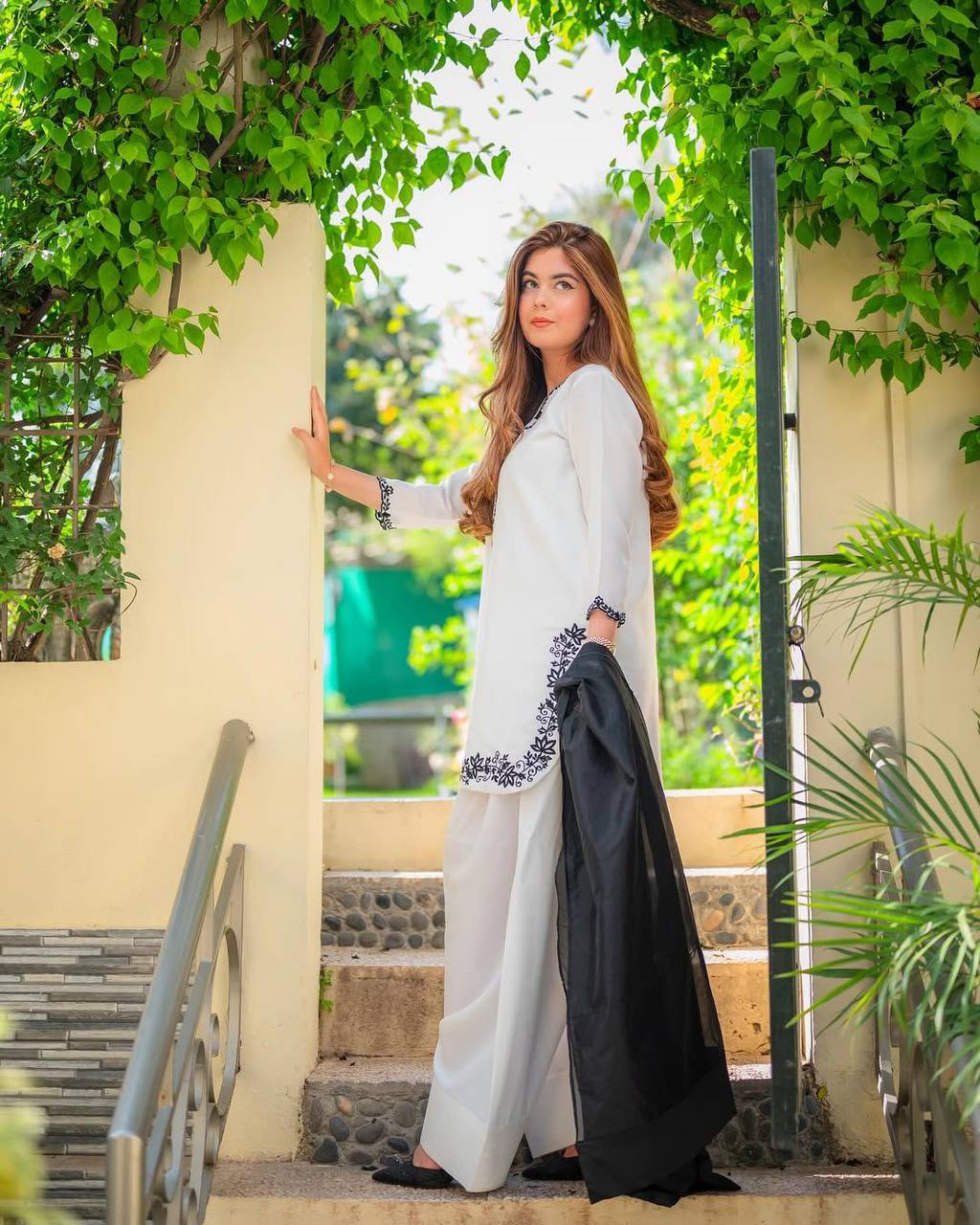 Graceful White Color Roman Silk With Embroidery Designer Salwar Suit