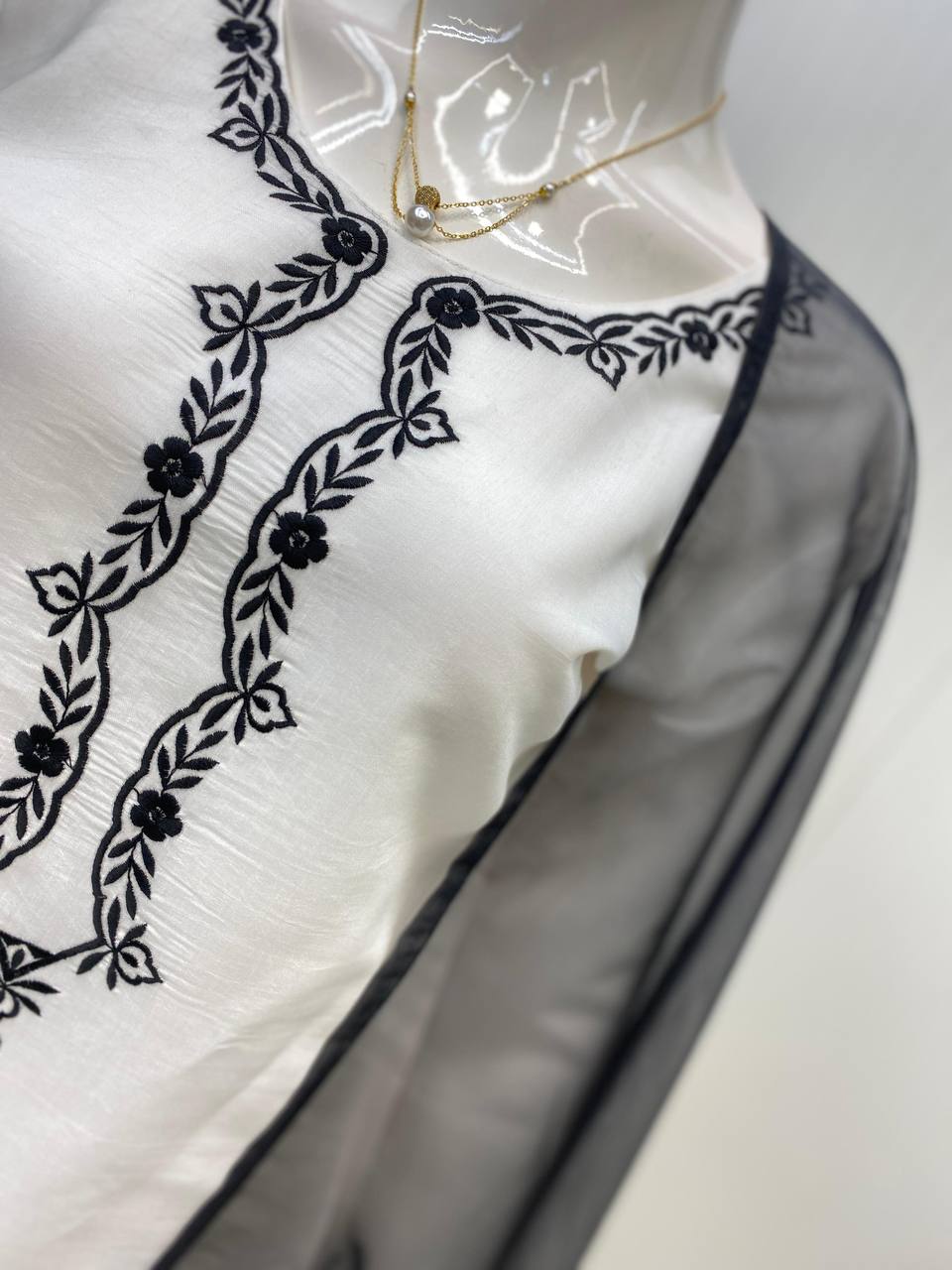 Graceful White Color Roman Silk With Embroidery Designer Salwar Suit