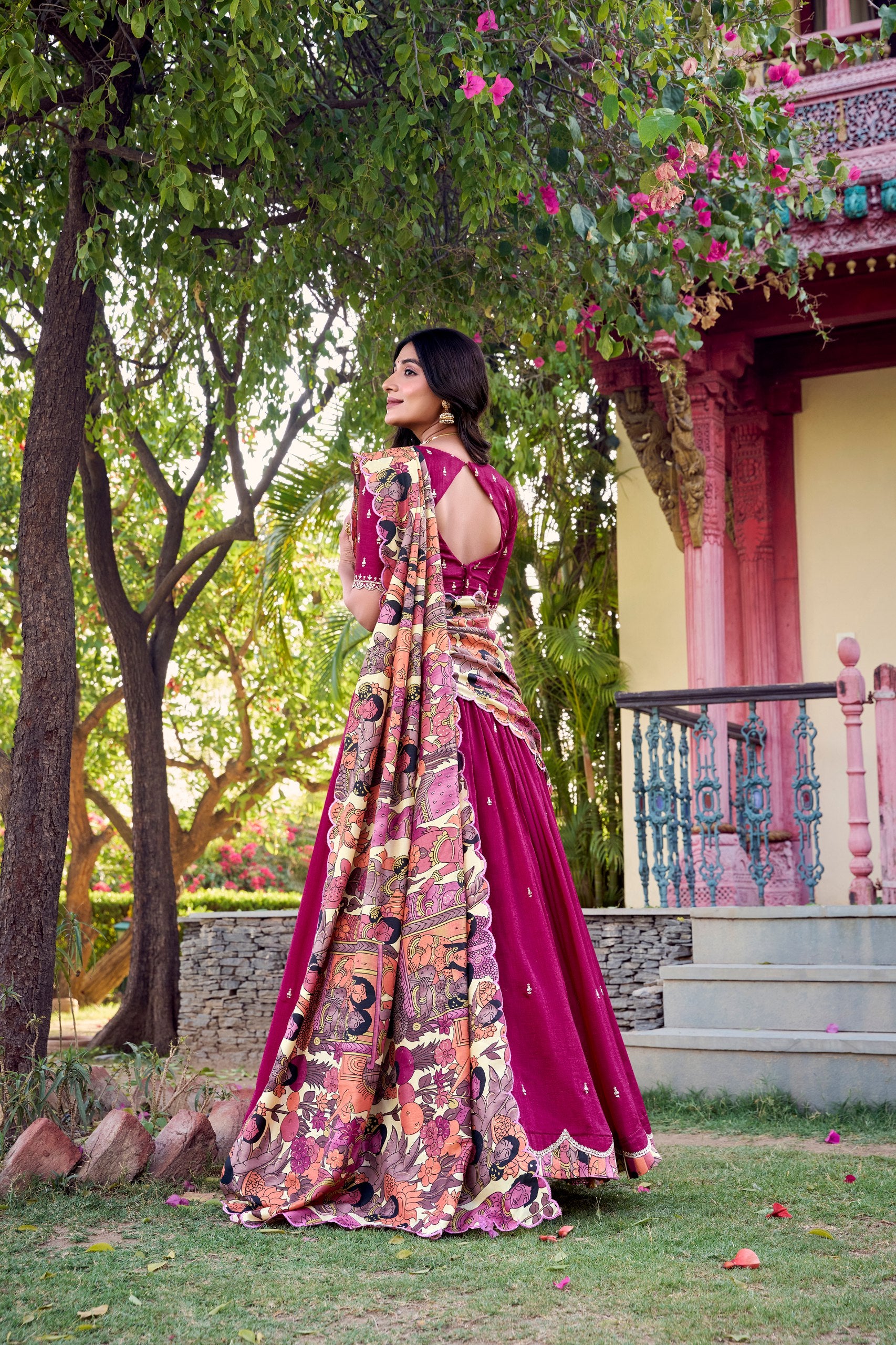 Marvelous Pink Color Vichitra Silk Sequins And Thread Embroidery Work Lehenga Choli