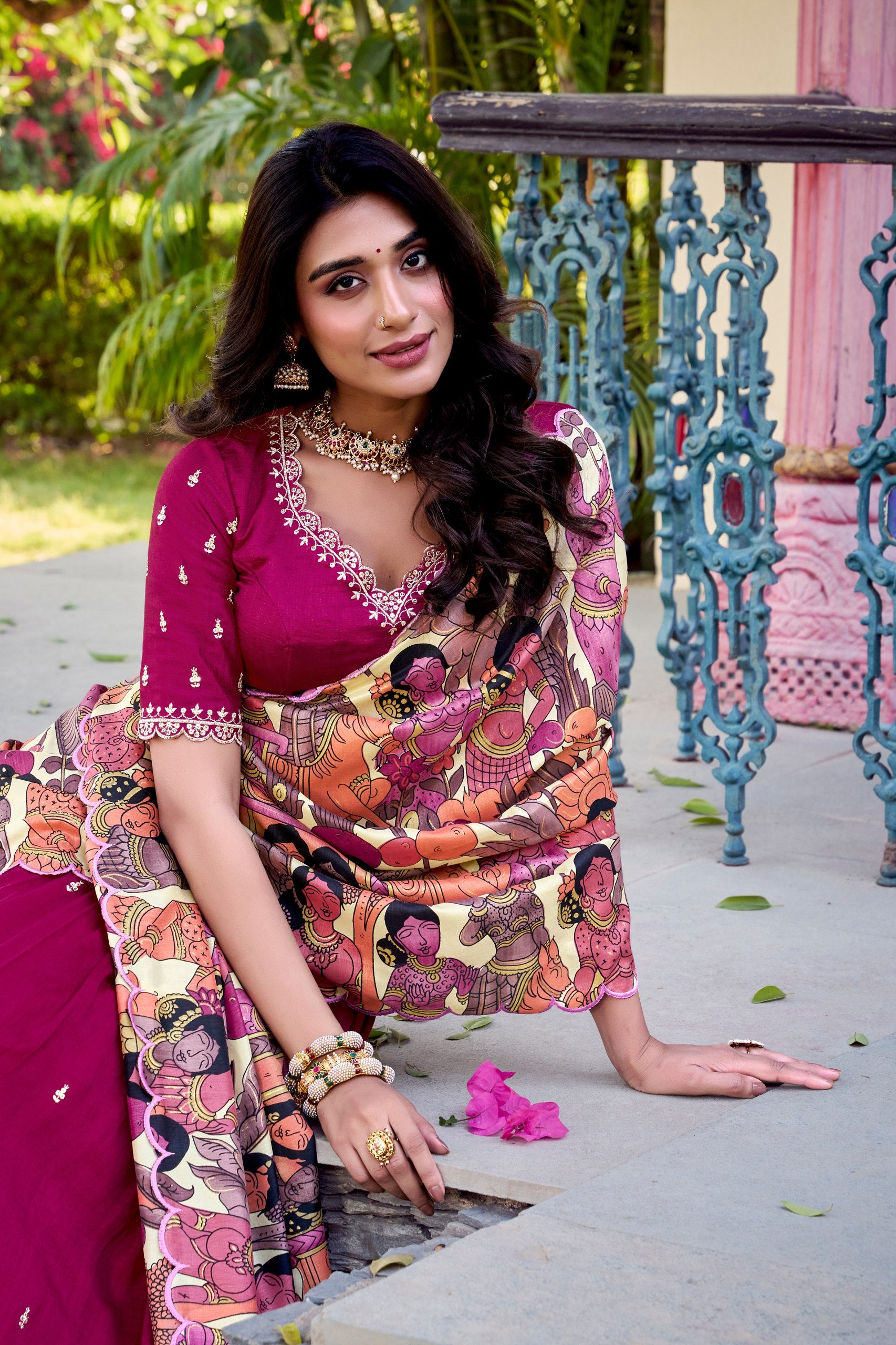 Marvelous Pink Color Vichitra Silk Sequins And Thread Embroidery Work Lehenga Choli