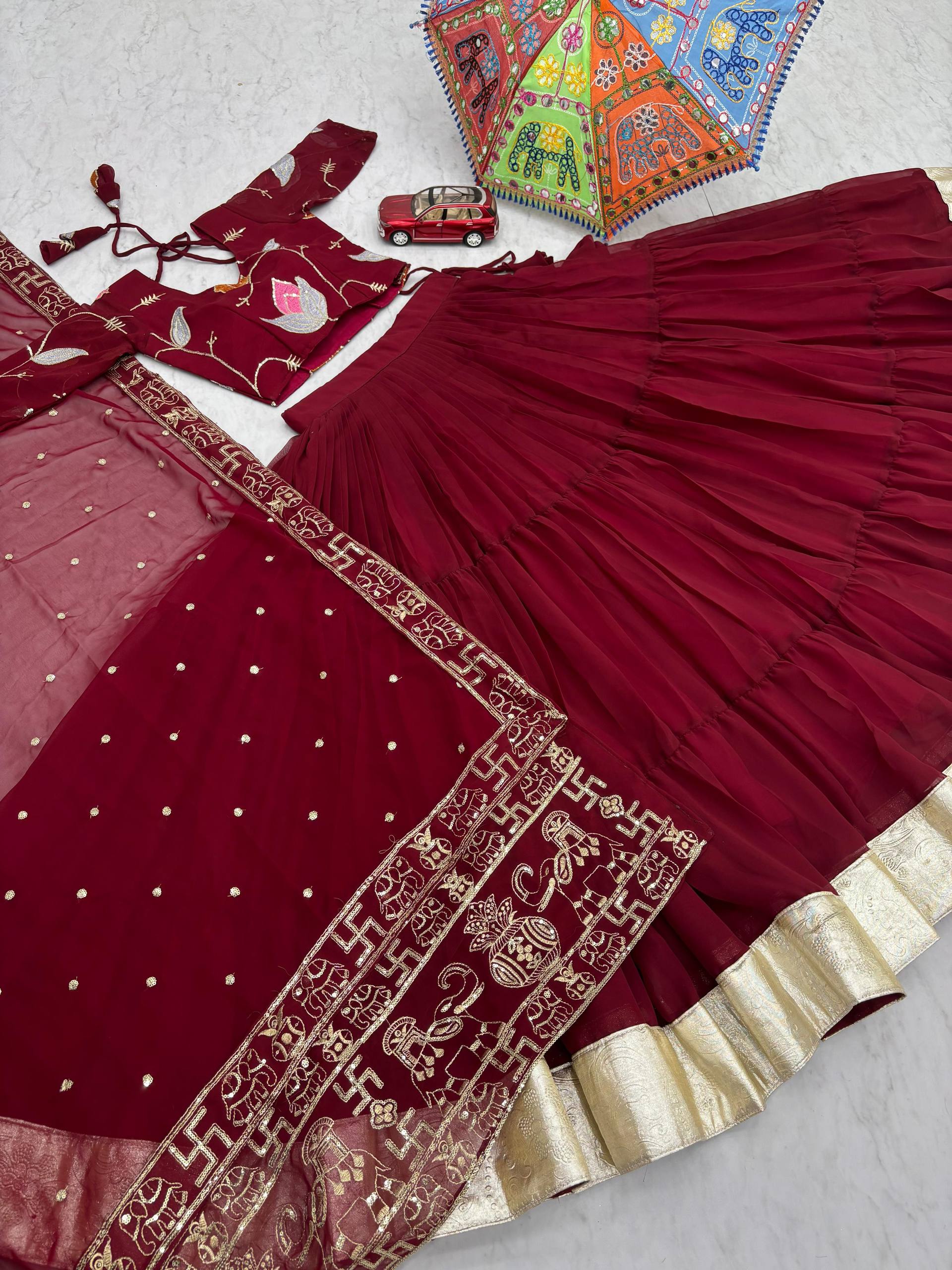 Navratri Special Georgette Lehenga Choli With 9 Meter Flair And Embroidery Sequins Work