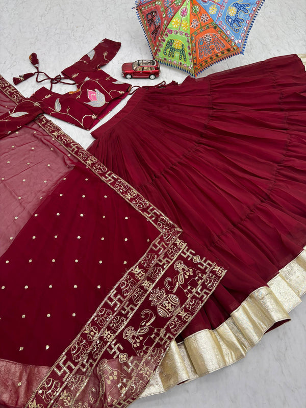 Navratri Special Georgette Lehenga Choli With 9 Meter Flair And Embroidery Sequins Work