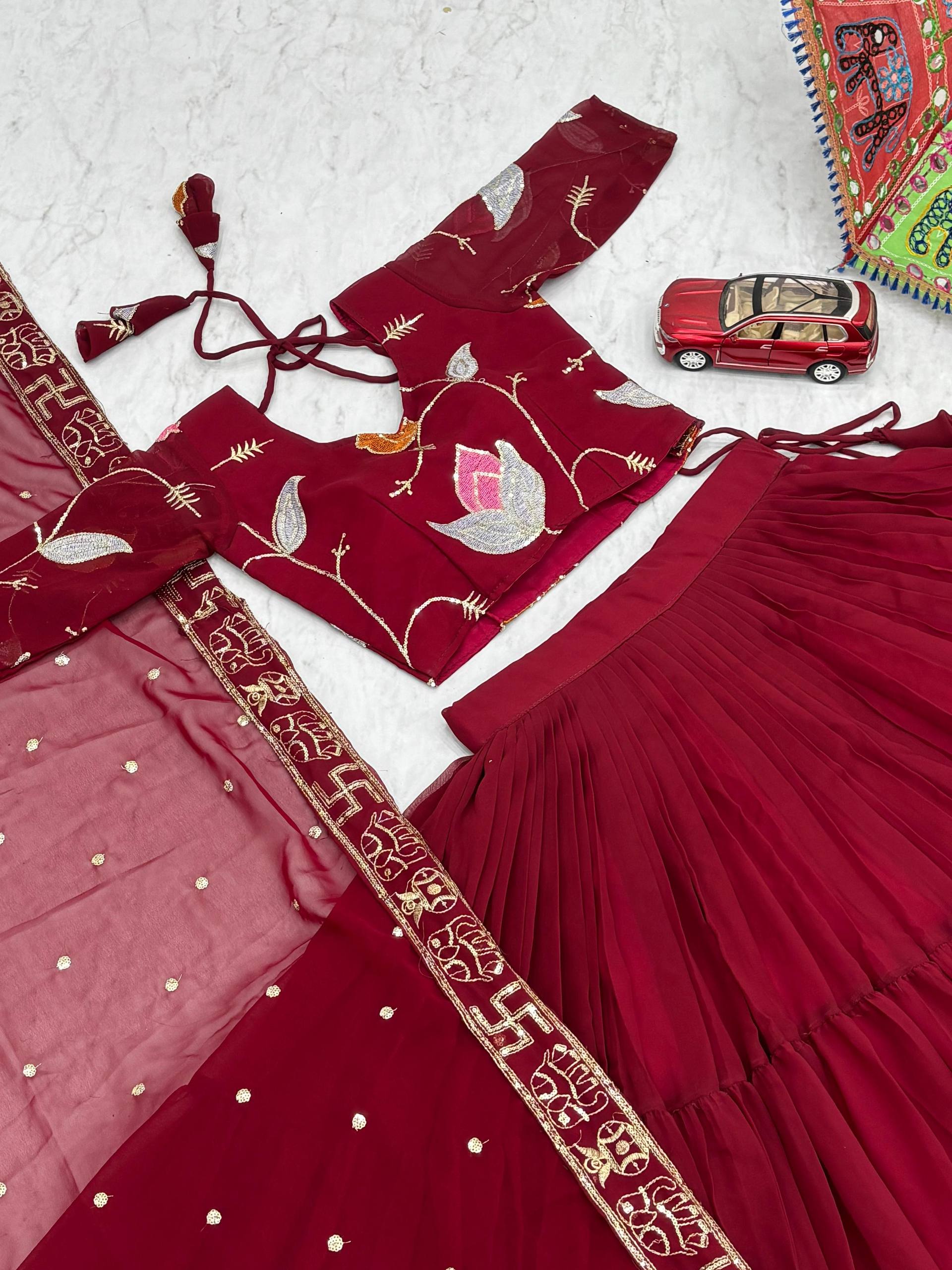 Navratri Special Georgette Lehenga Choli With 9 Meter Flair And Embroidery Sequins Work