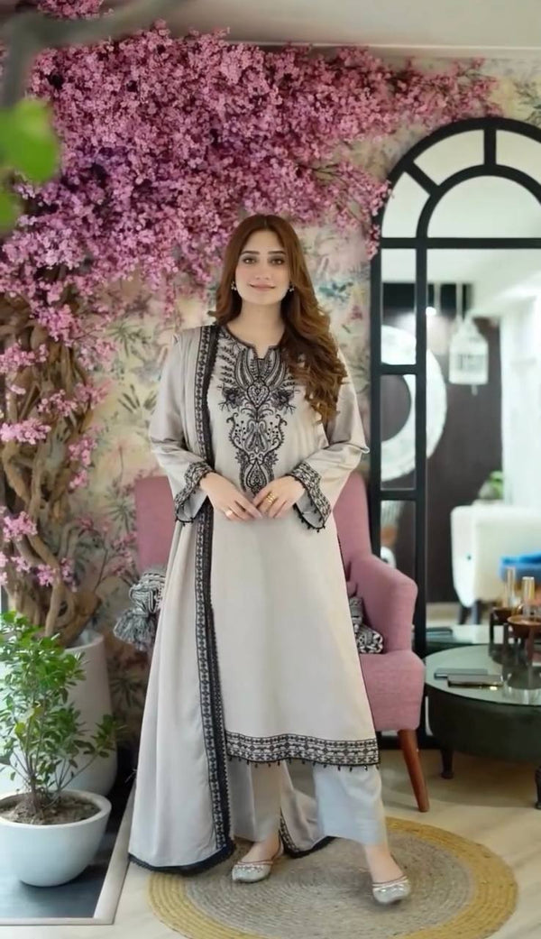 Ceremony Wear Off White Color Heavy Faux Georgette With Embroidery Work Salwar Suit