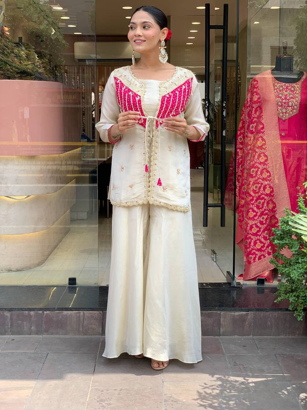 Wedding Wear Off White Color Embroidered Designer Co-ord Set