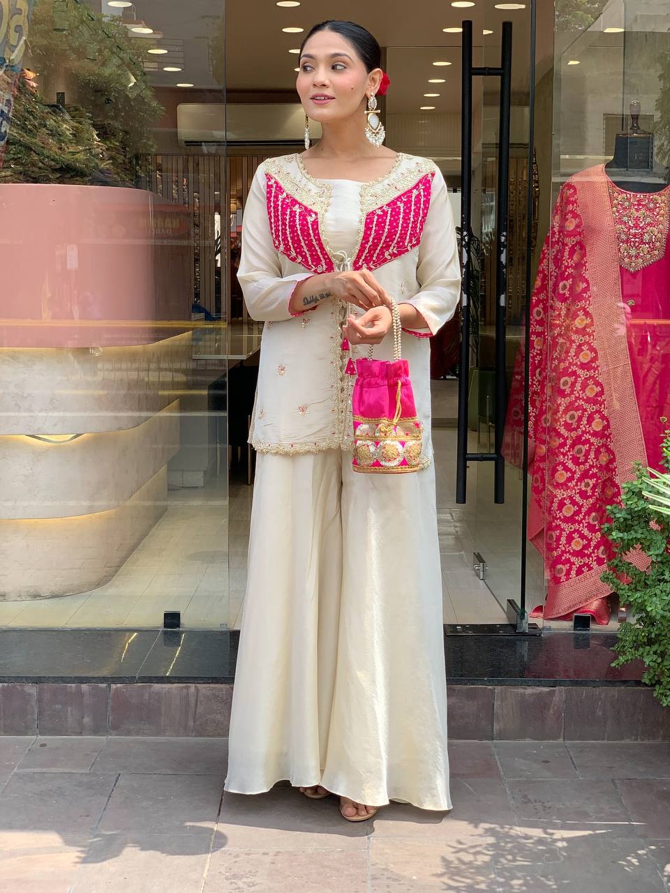 Wedding Wear Off White Color Embroidered Designer Co-ord Set