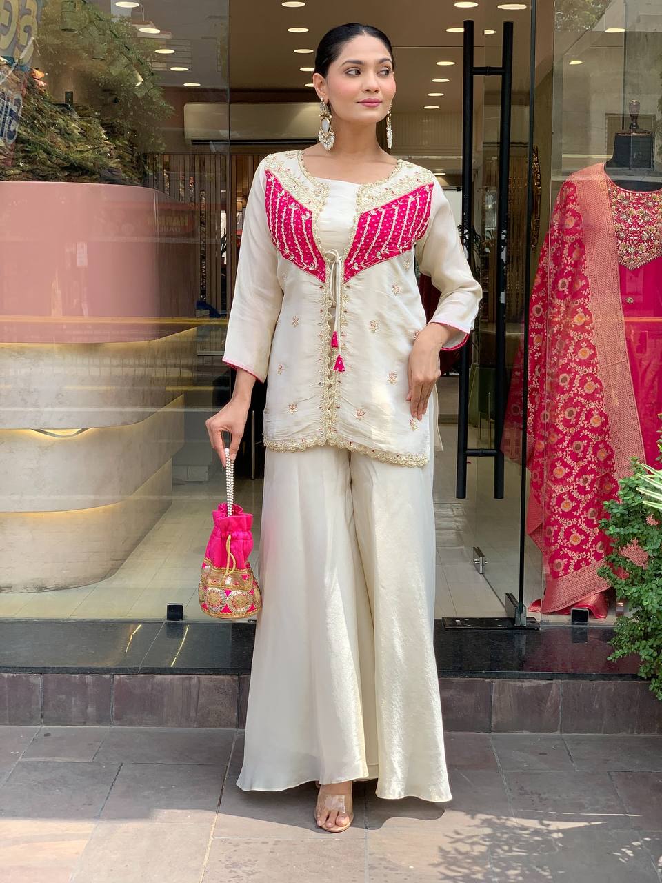 Wedding Wear Off White Color Embroidered Designer Co-ord Set