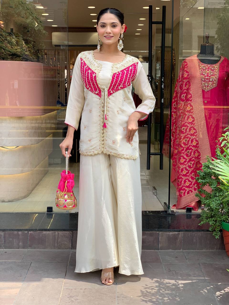 Wedding Wear Off White Color Embroidered Designer Co-ord Set