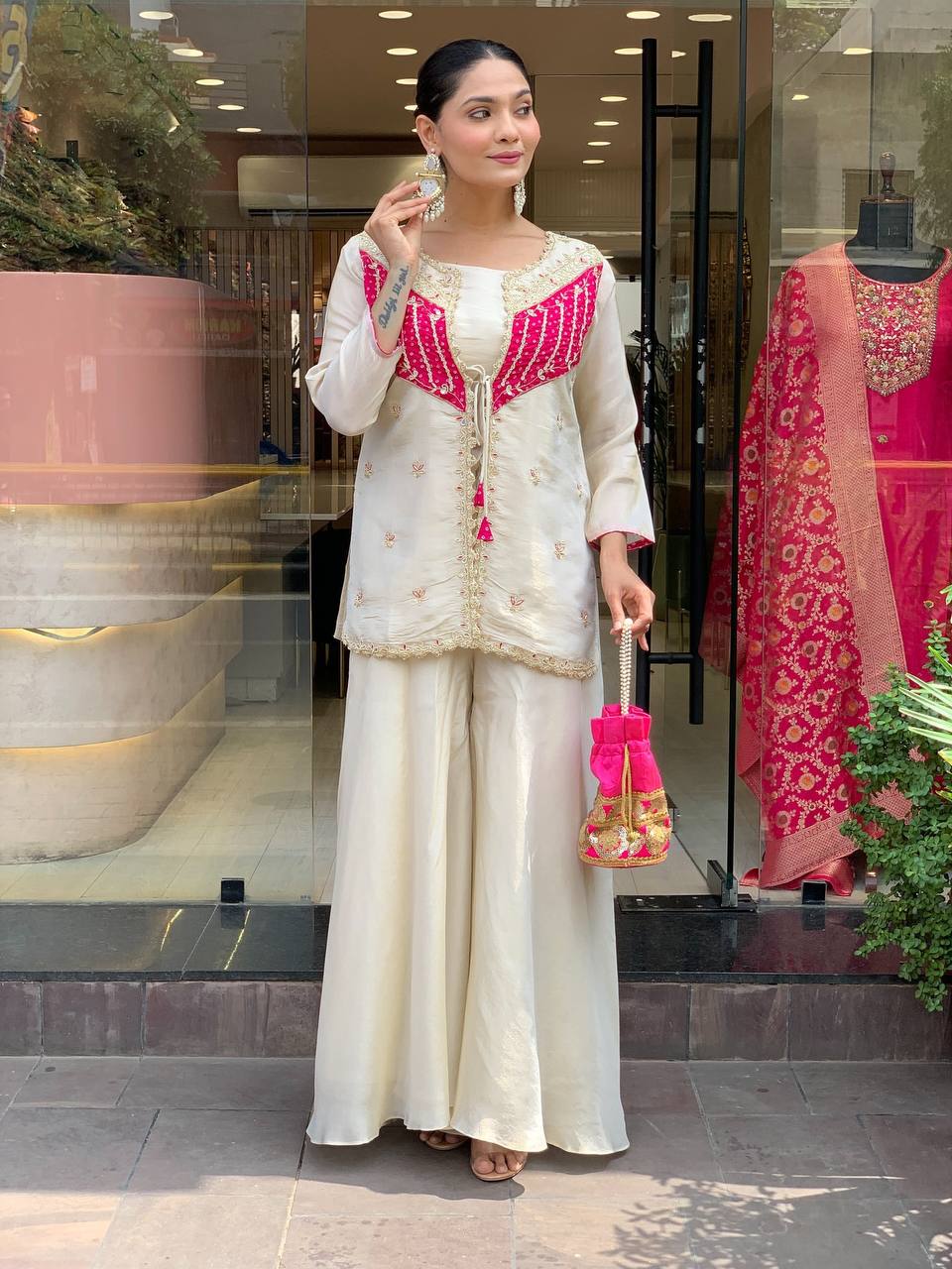 Wedding Wear Off White Color Embroidered Designer Co-ord Set