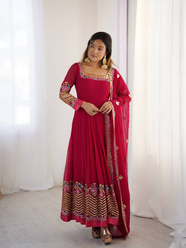 Neha's Wear Maroon Color Sequence Work Anarkali Gown