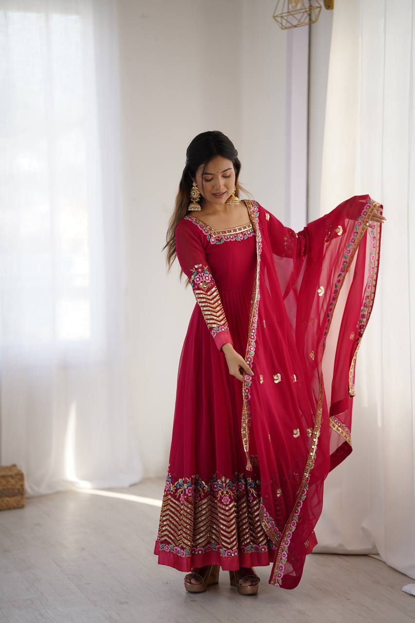 Neha's Wear Maroon Color Sequence Work Anarkali Gown