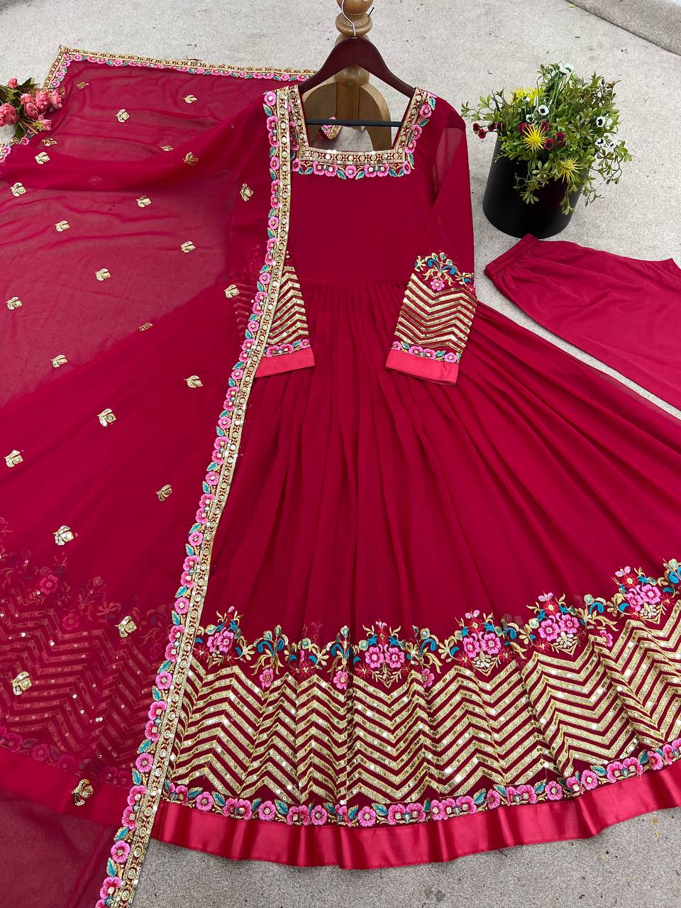 Neha's Wear Maroon Color Sequence Work Anarkali Gown