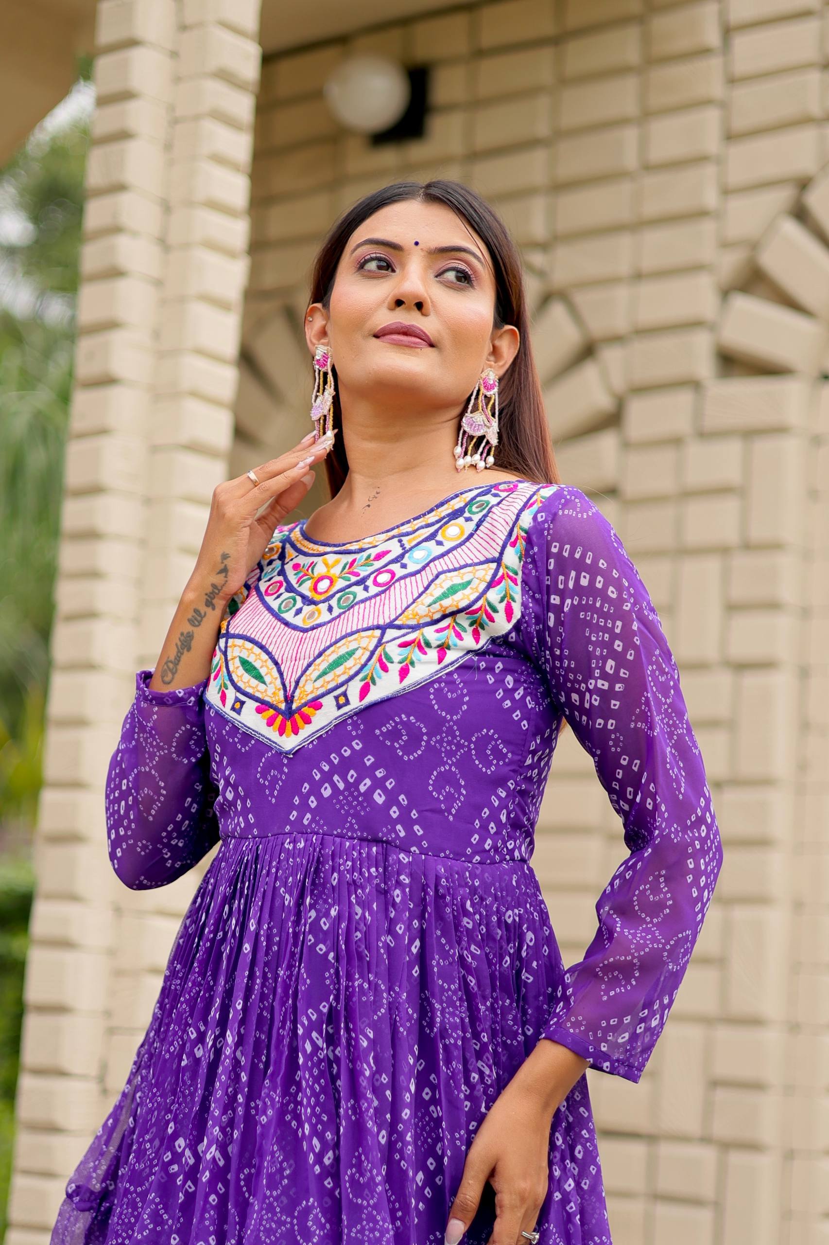 Navratri Special Bandhani Printed Designer Gown With 9 Mtr Flair