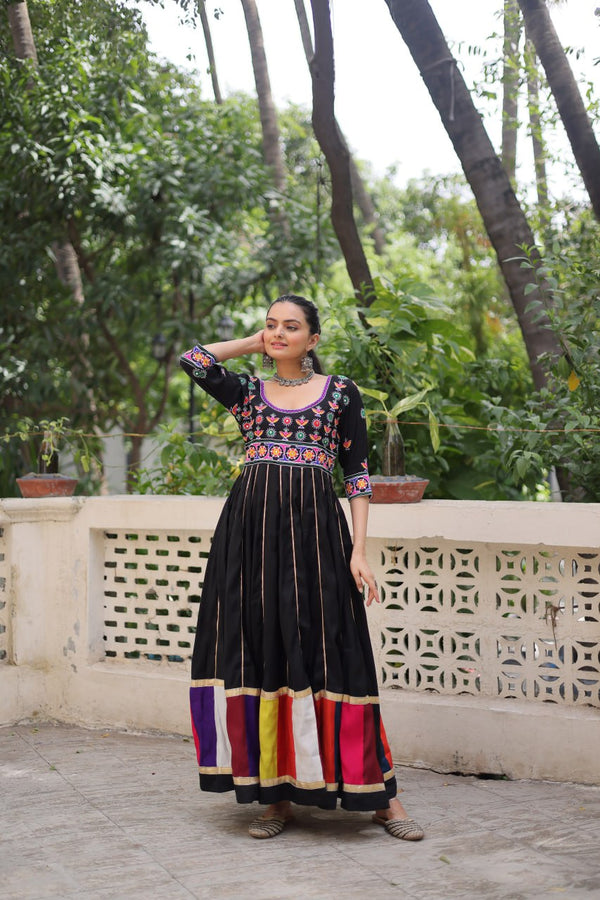 Navratri Special Black Color Designer Full Flair Gown