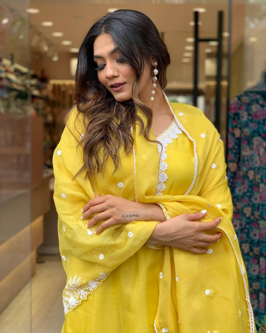 Party Wear Yellow Color Georgette With Embroidery Designer Kurta Set