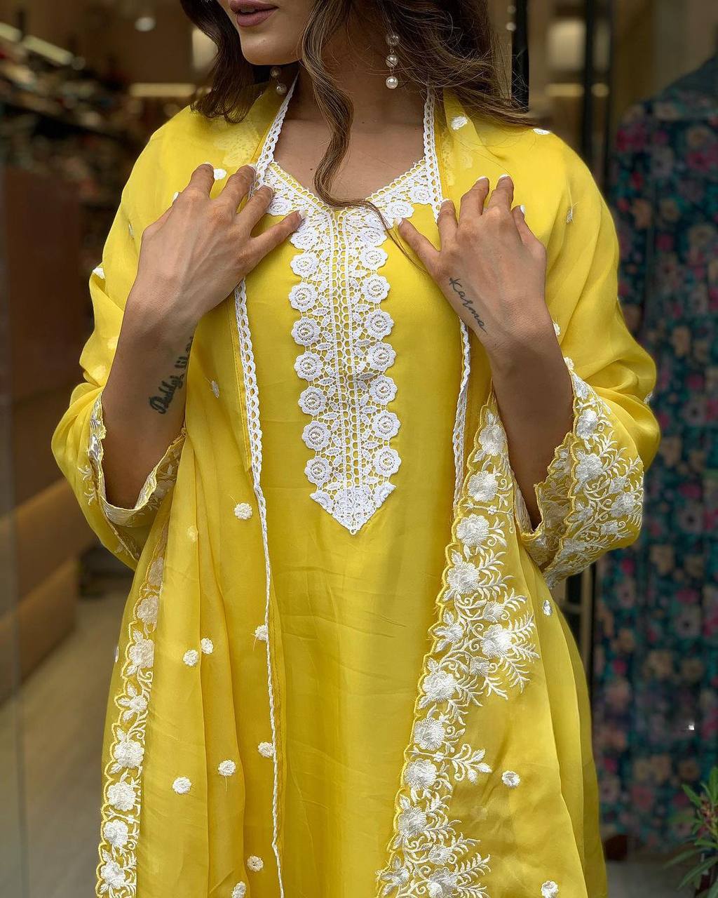 Party Wear Yellow Color Georgette With Embroidery Designer Kurta Set