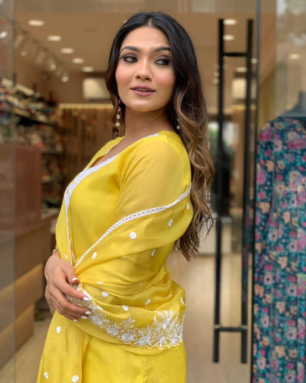 Party Wear Yellow Color Georgette With Embroidery Designer Kurta Set