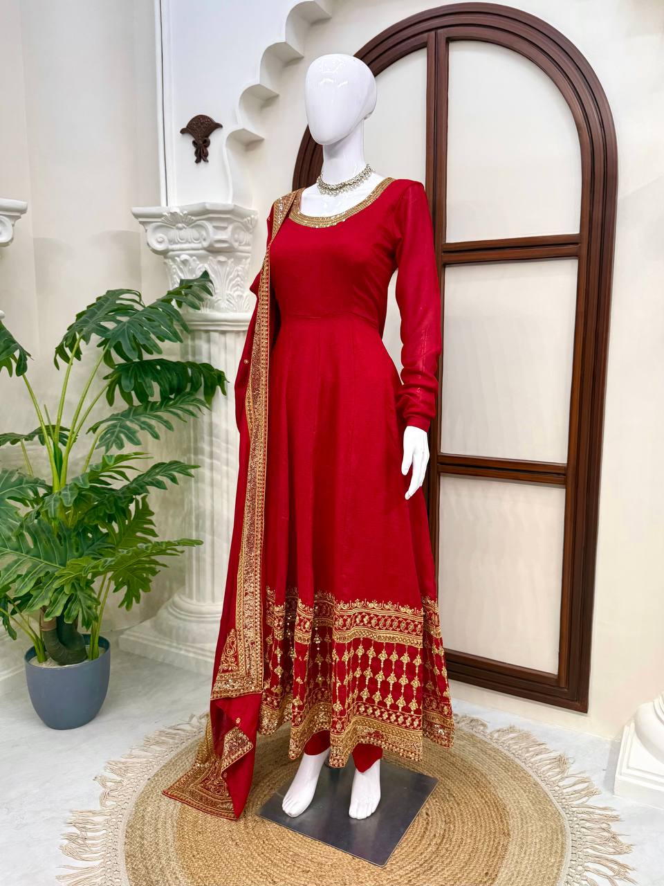 Function Wear Red Color Vichitra Silk Ayesha Khan Gown Set – Vastra Shop