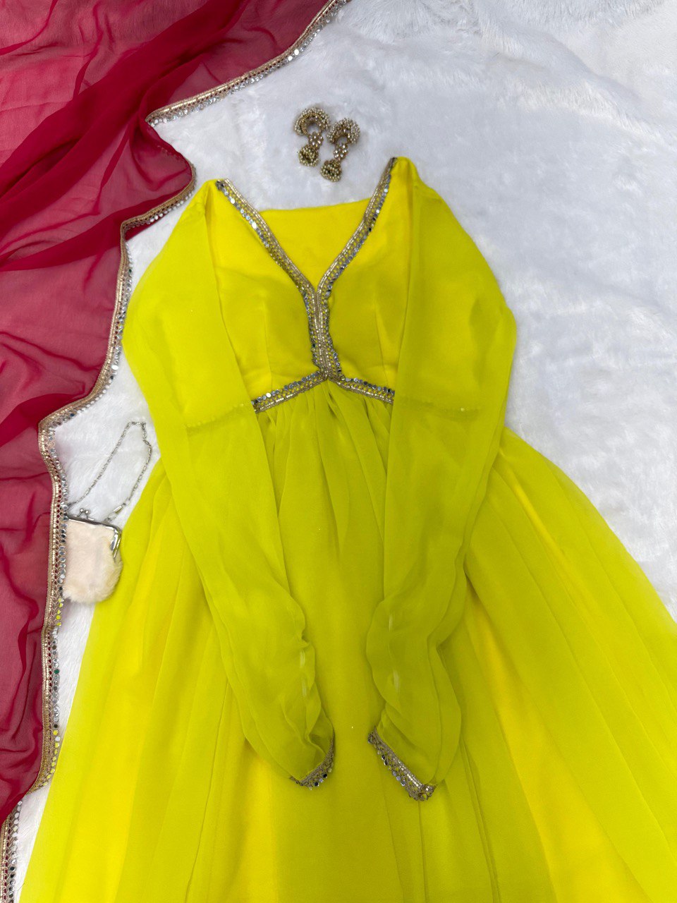 Casaul Wear Lemon Yellow Color Georgette Beautiful Anarkali Suit
