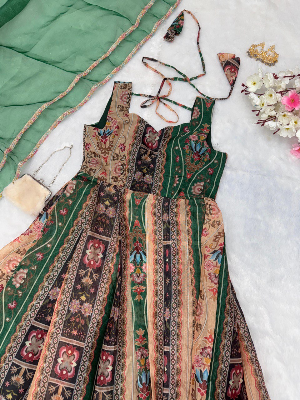 Exclusive Multi Color Pure Jimmy Organza Silk Digital Printed Anarkali Gown