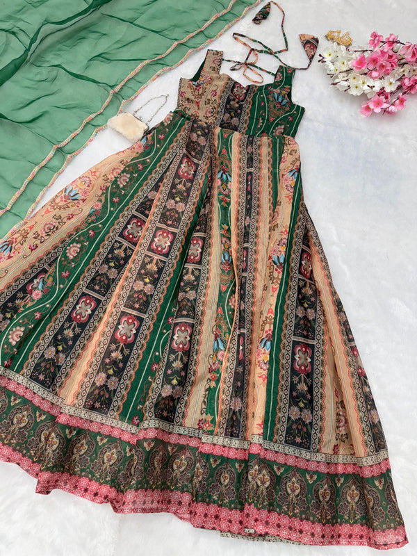 Exclusive Multi Color Pure Jimmy Organza Silk Digital Printed Anarkali Gown