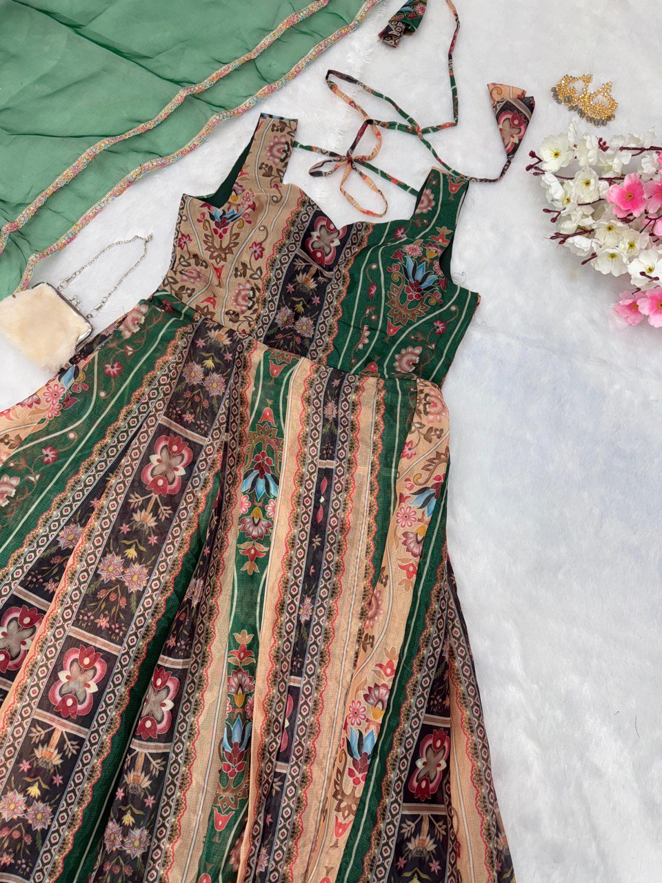 Exclusive Multi Color Pure Jimmy Organza Silk Digital Printed Anarkali Gown