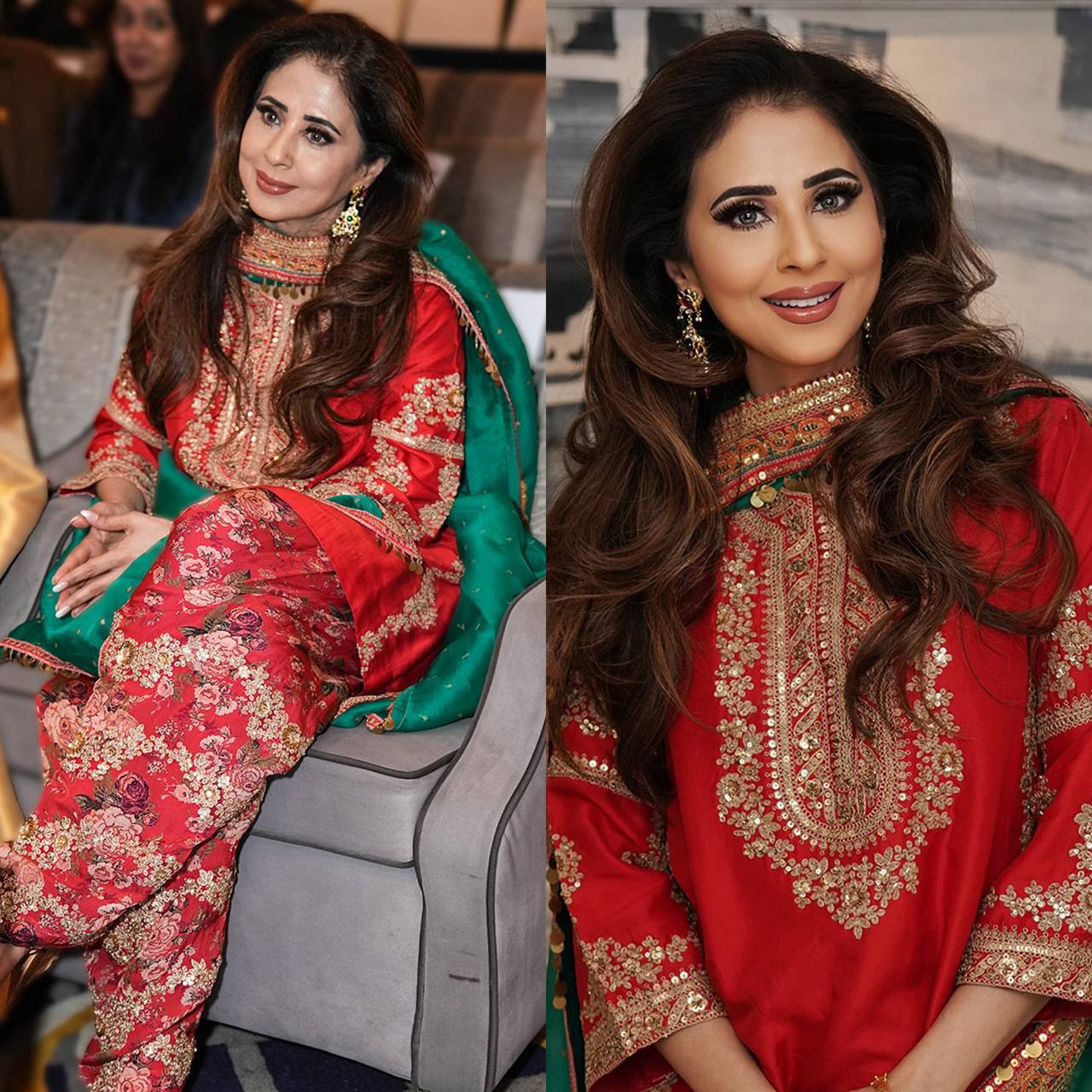 Ceremony Wear Red Color Heavy Malay Silk With With Sequence Embroidery Work Salwar Suit