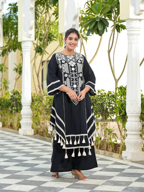 Black Color Pure Cotton Designer CO-Ord Set