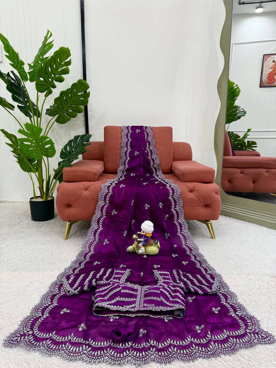 Exclusive Purple Color Jimmy Chu And Thread With Sequence Work Saree