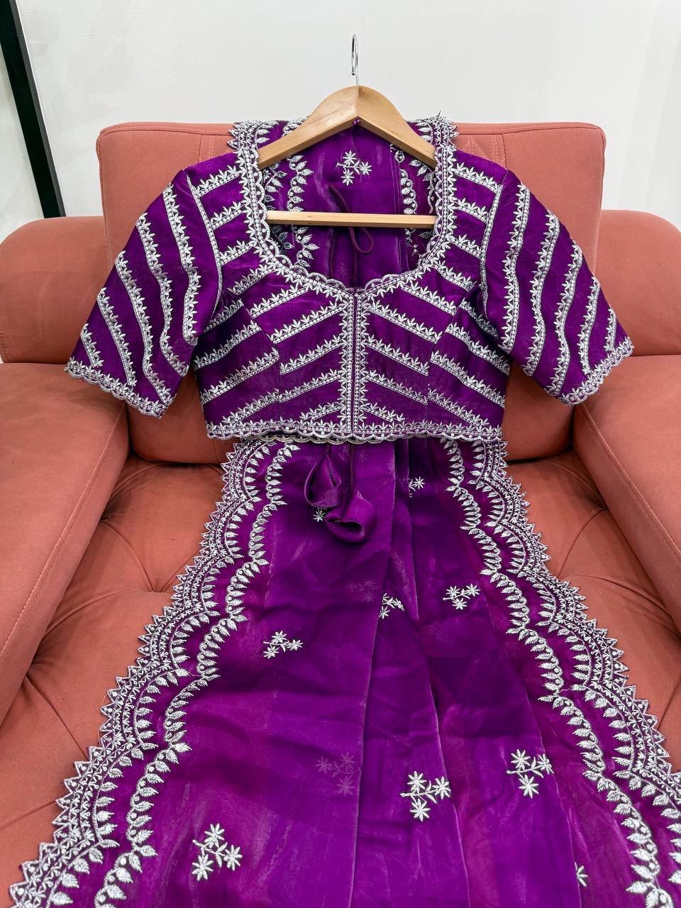 Exclusive Purple Color Jimmy Chu And Thread With Sequence Work Saree