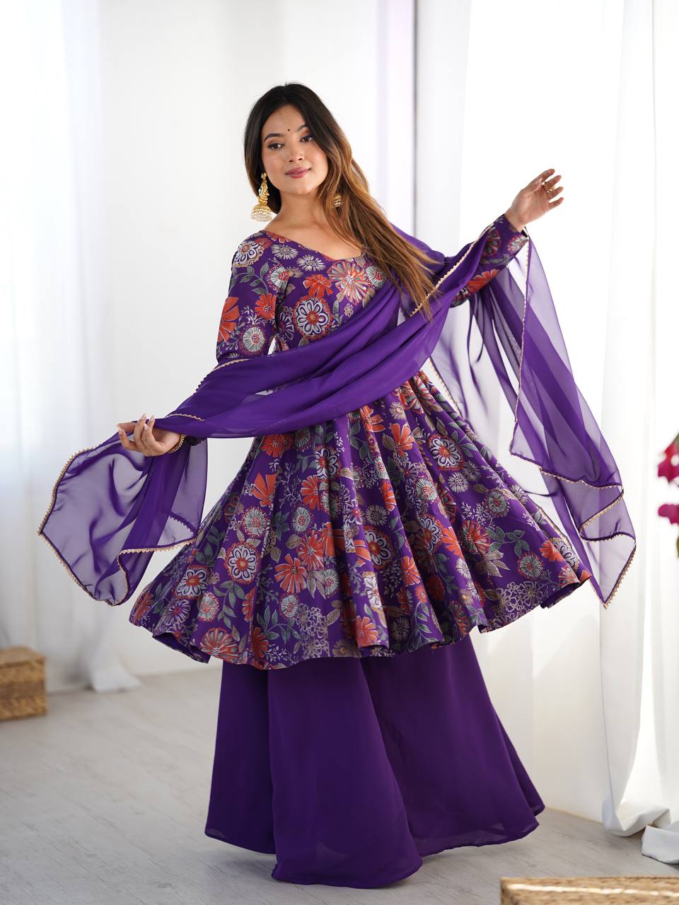 Party Wear Blue Color Designer Palazzo Suit