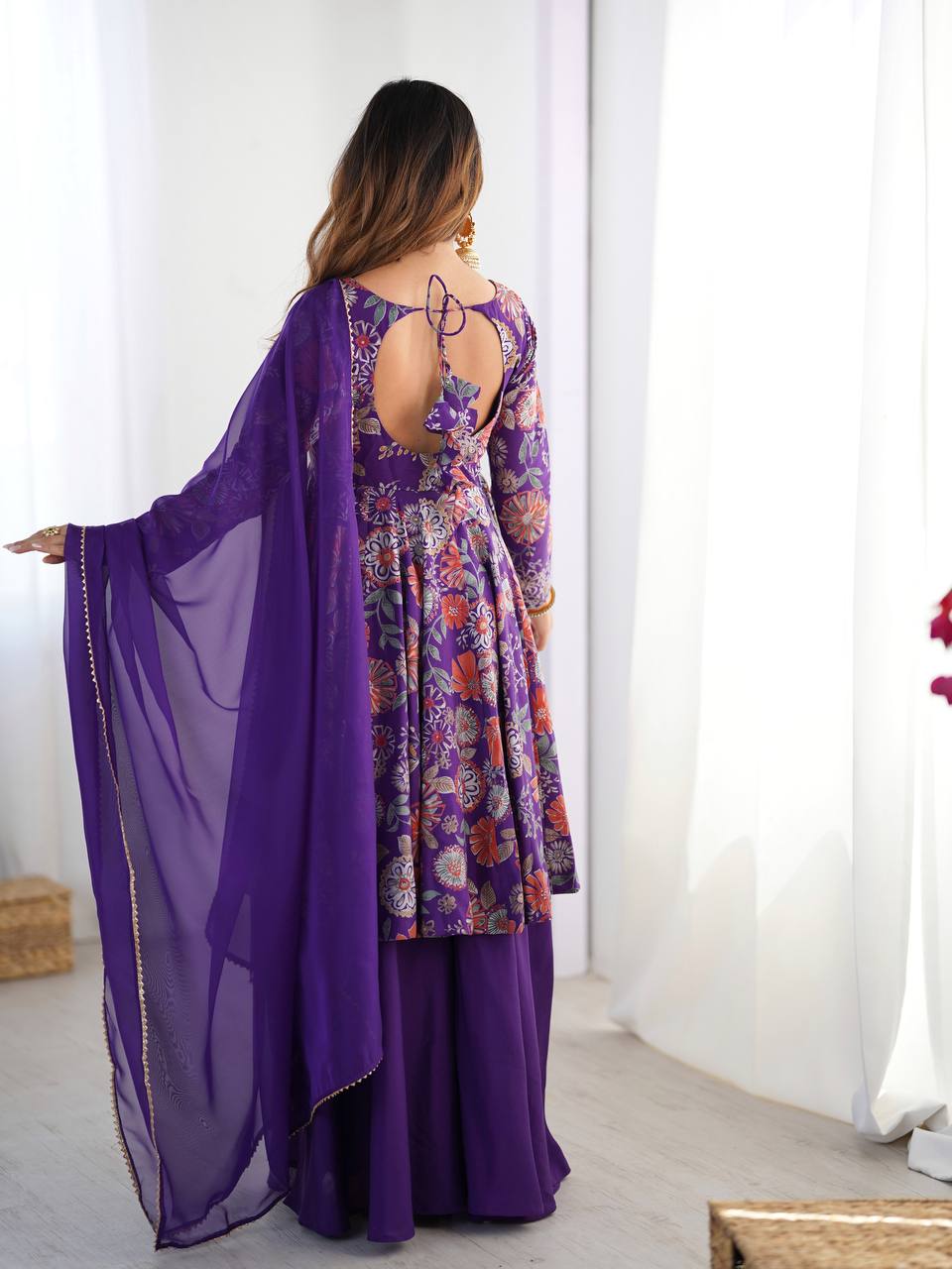 Party Wear Blue Color Designer Palazzo Suit