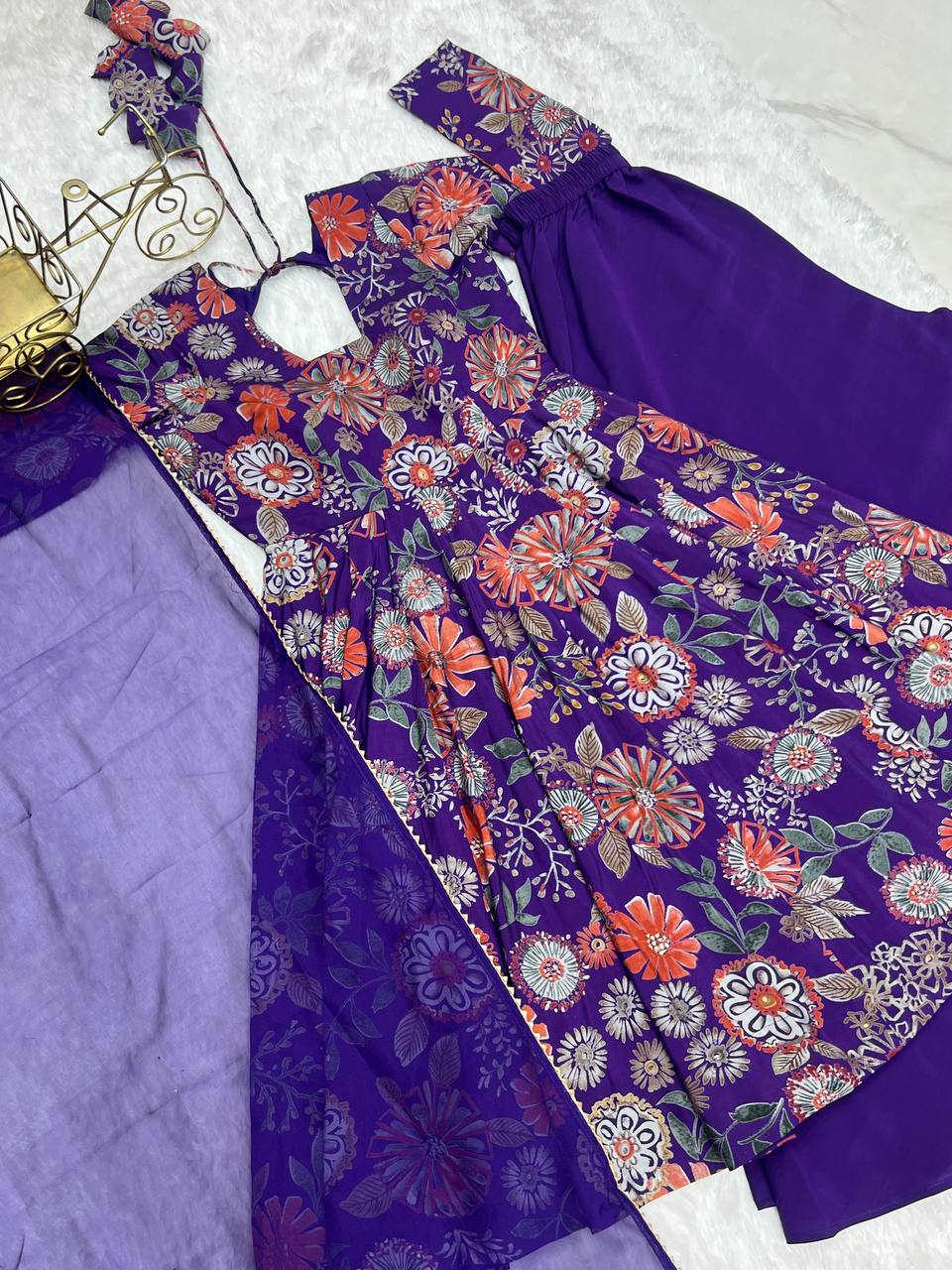 Party Wear Blue Color Designer Palazzo Suit