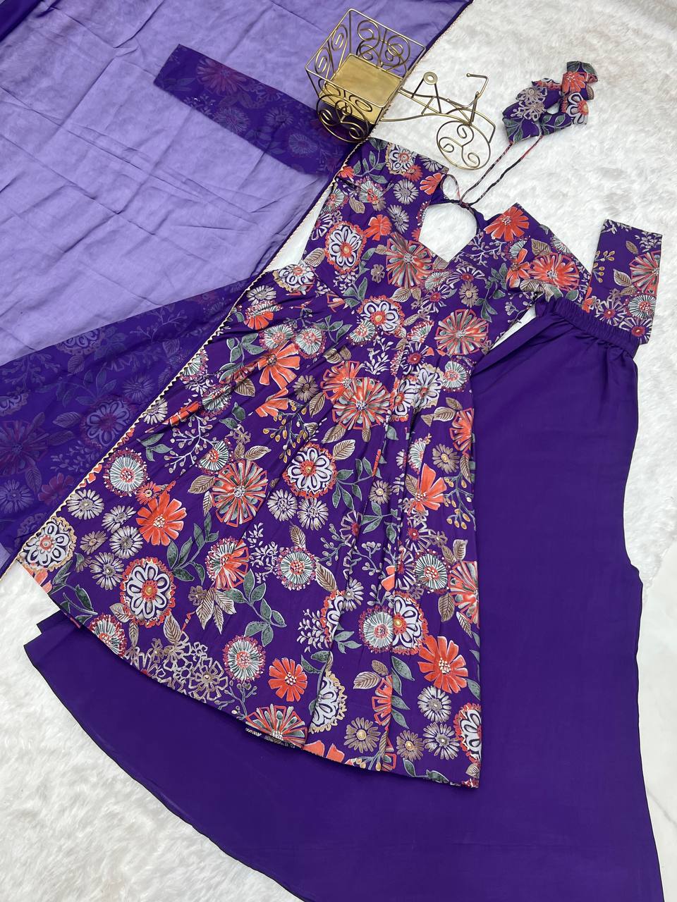 Party Wear Blue Color Designer Palazzo Suit