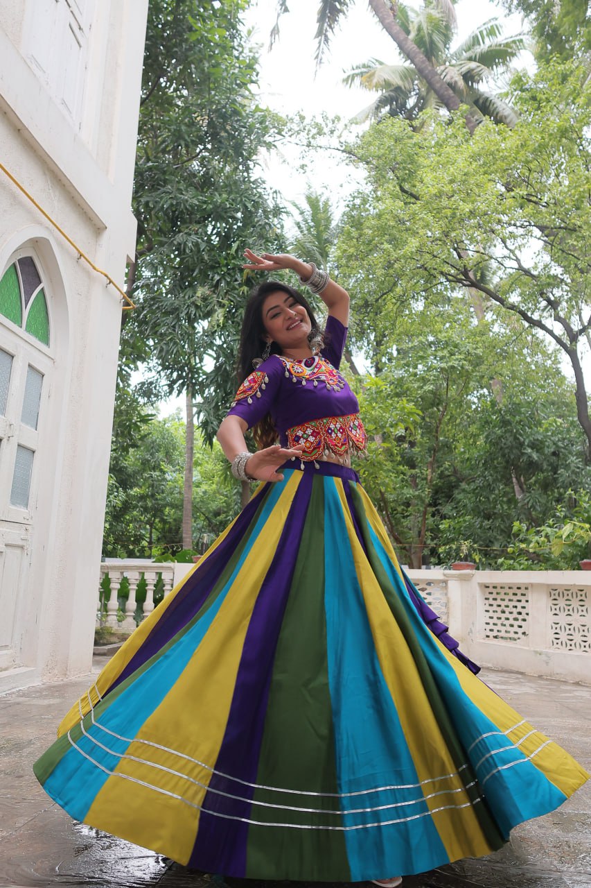 Navratri Wear Multicolor Gamthi Work Designer Lehenga Choli
