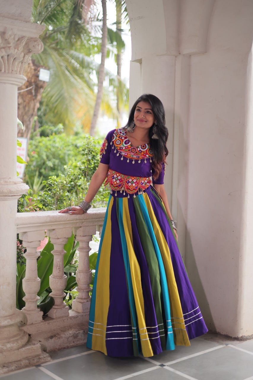 Navratri Wear Multicolor Gamthi Work Designer Lehenga Choli