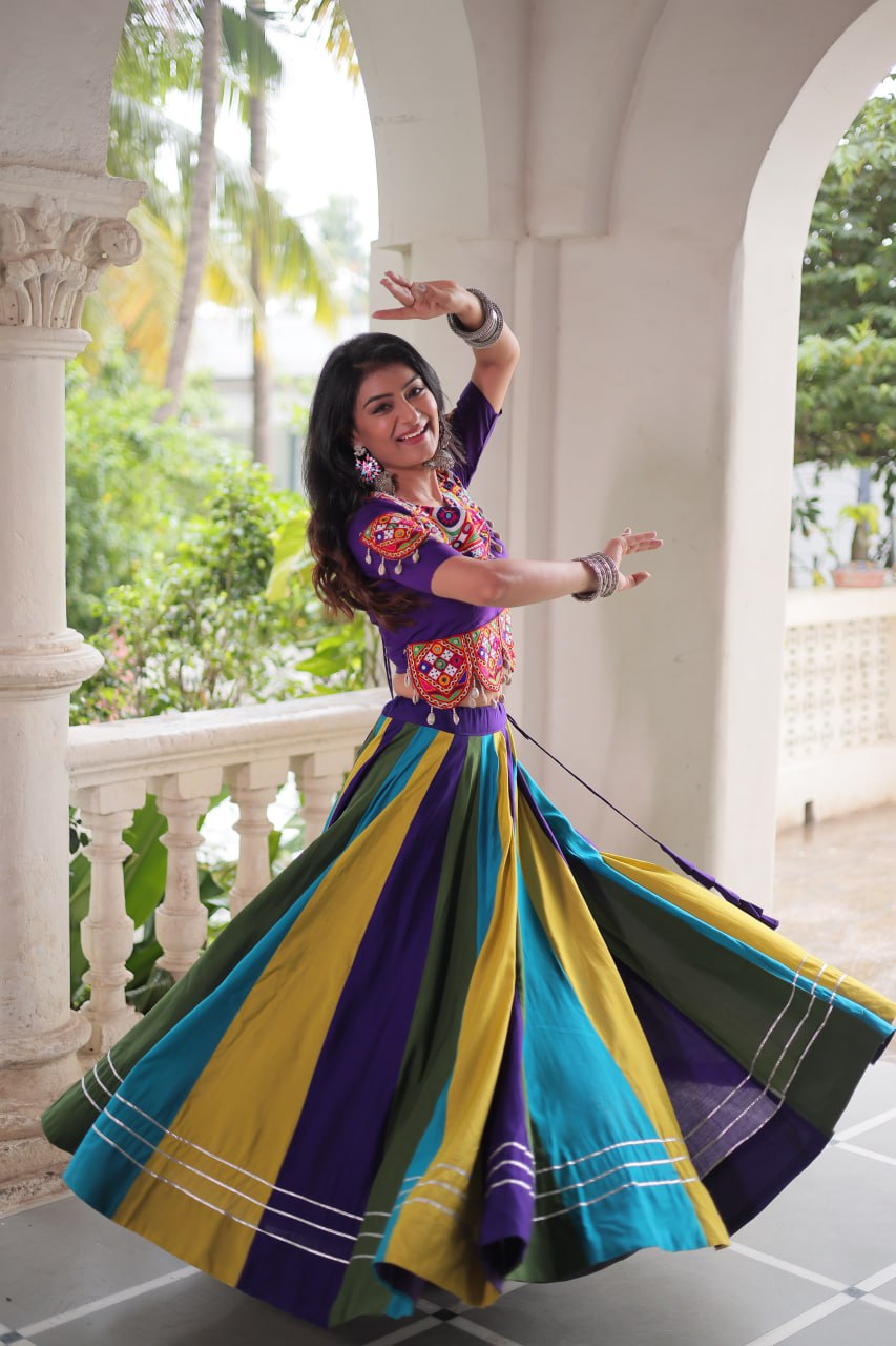 Navratri Wear Multicolor Gamthi Work Designer Lehenga Choli