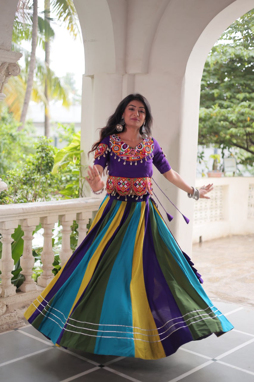 Navratri Wear Multicolor Gamthi Work Designer Lehenga Choli
