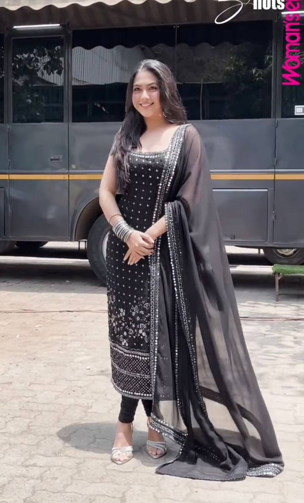 Black Color Embroidered Designer Kurta Set With Dupatta