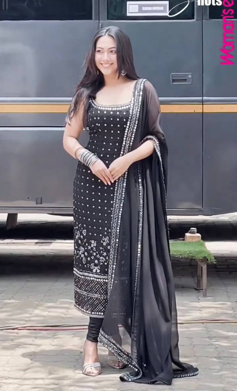 Black Color Embroidered Designer Kurta Set With Dupatta