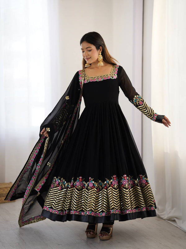 Neha's Wear Black Color Sequence Work Anarkali Gown