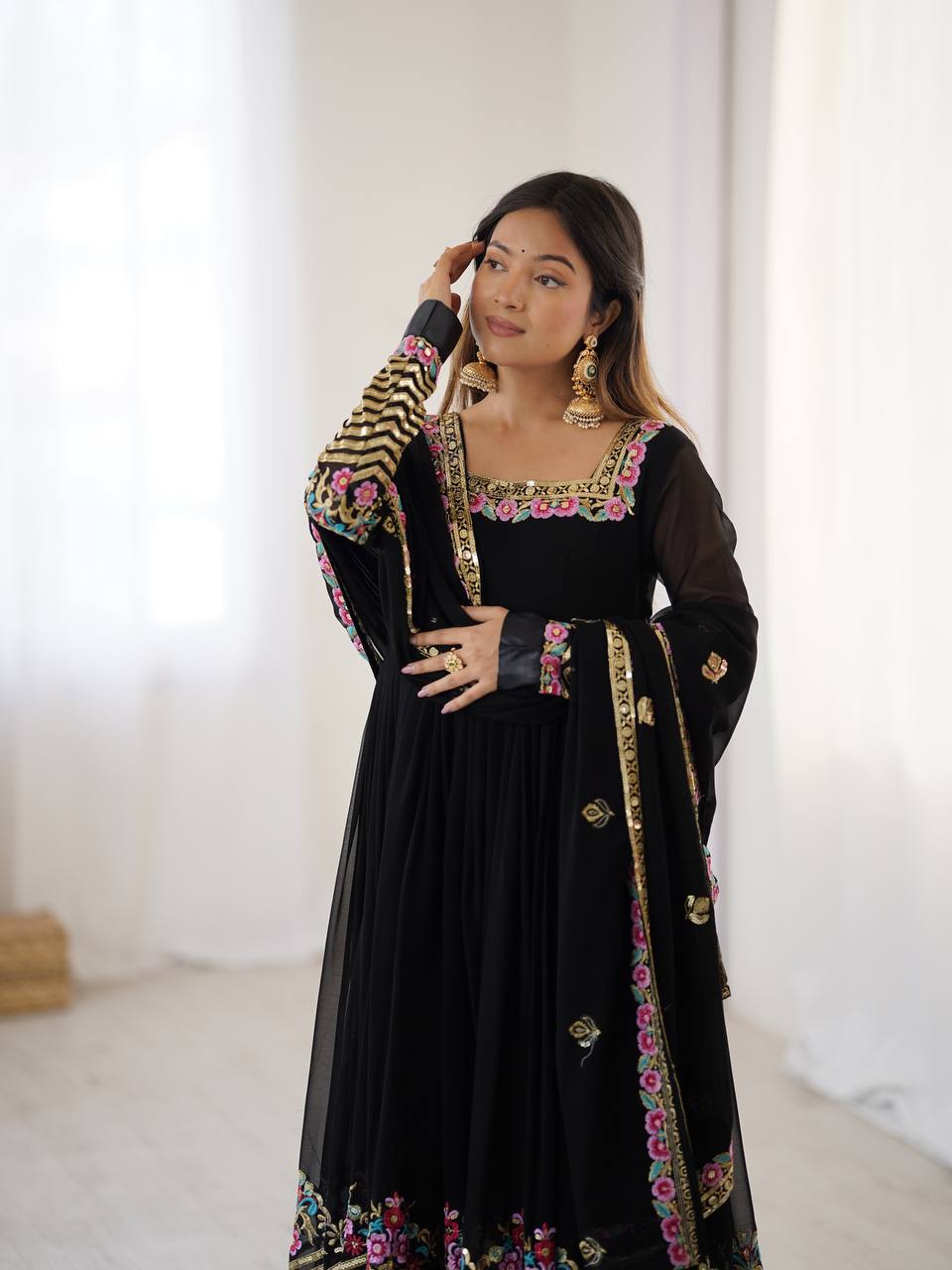 Neha's Wear Black Color Sequence Work Anarkali Gown