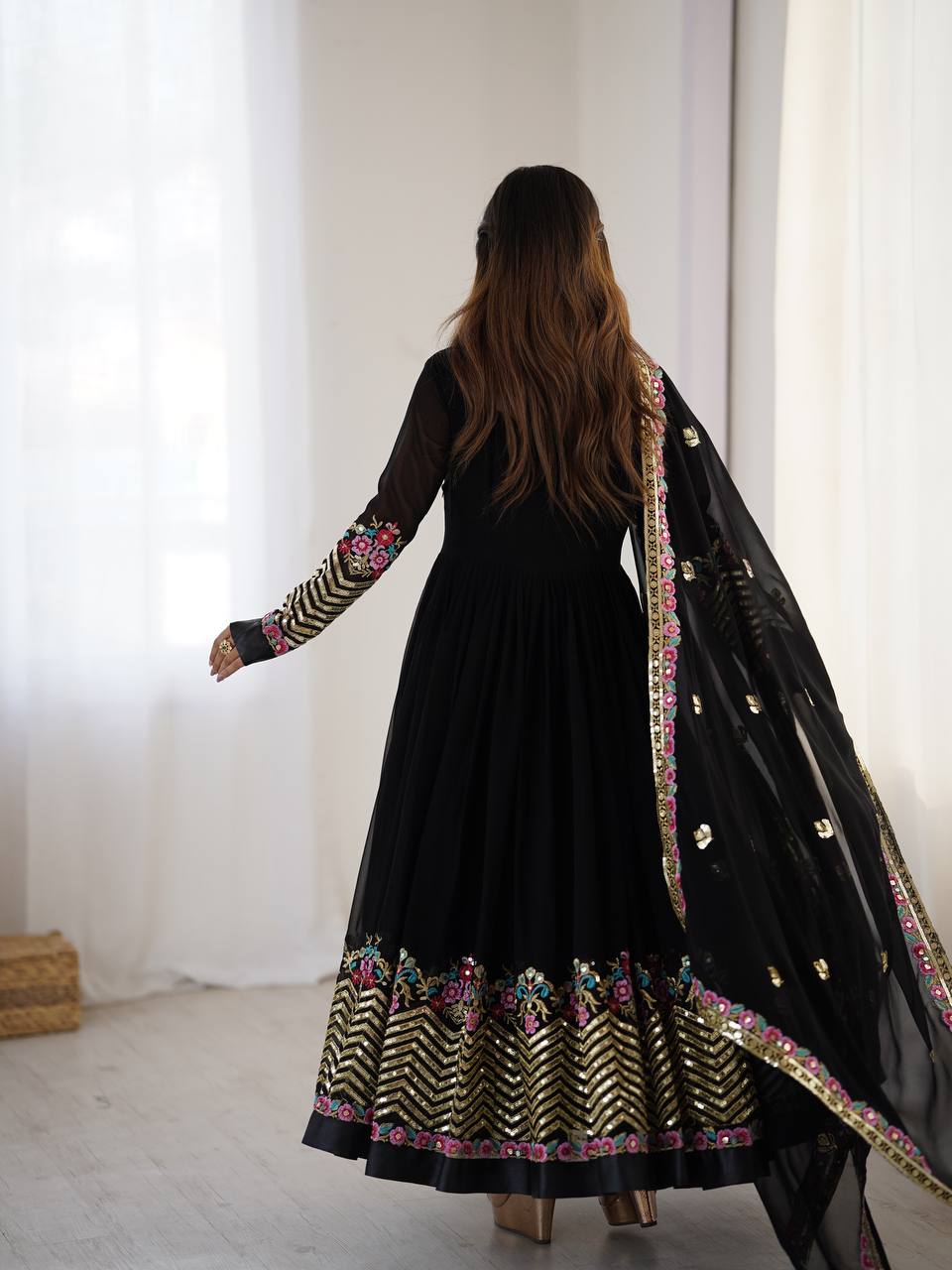 Neha's Wear Black Color Sequence Work Anarkali Gown