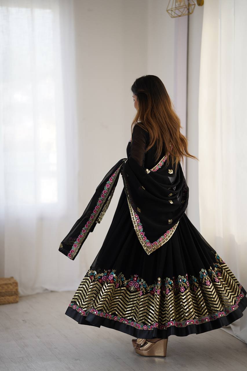 Neha's Wear Black Color Sequence Work Anarkali Gown