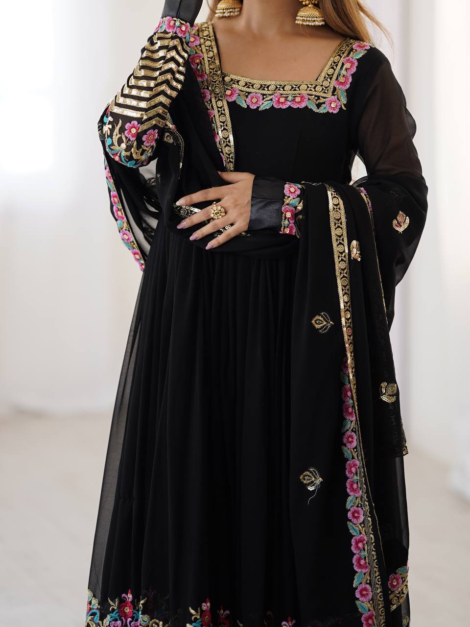 Neha's Wear Black Color Sequence Work Anarkali Gown