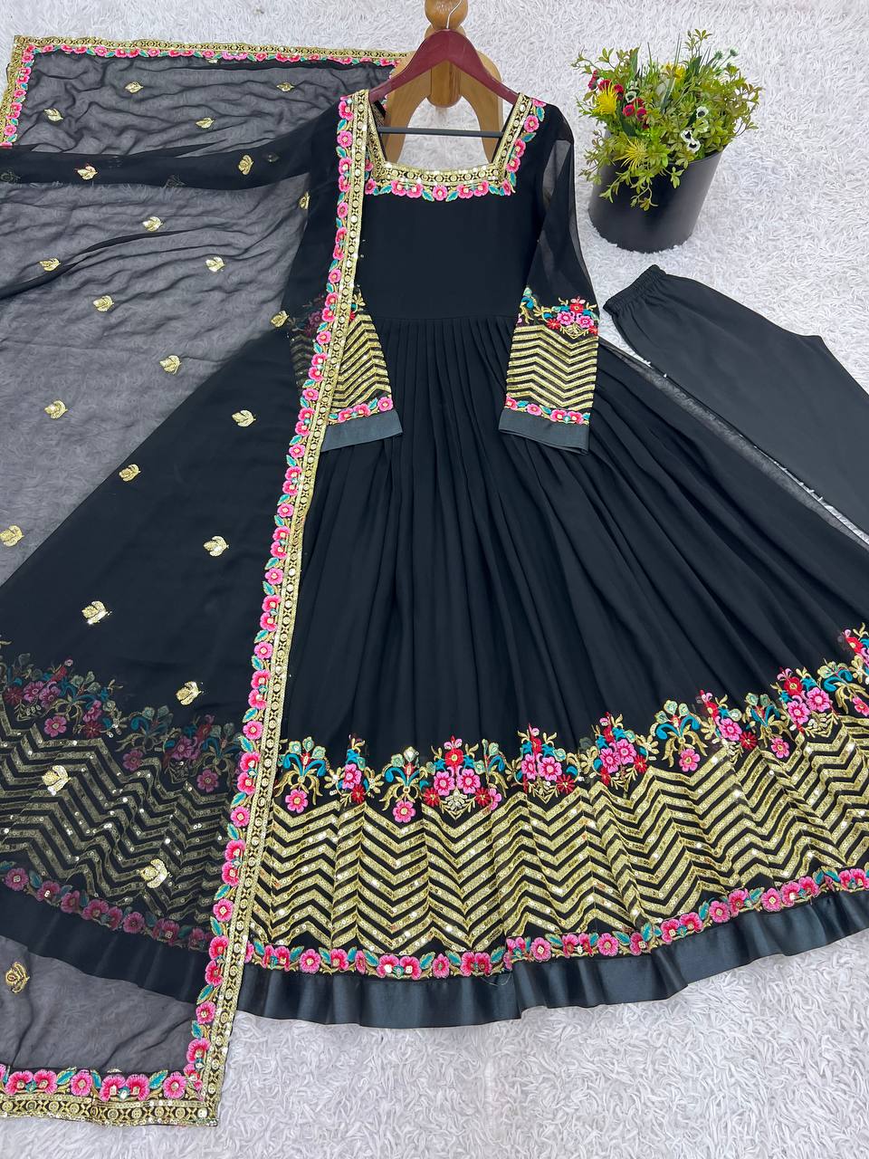 Neha's Wear Black Color Sequence Work Anarkali Gown