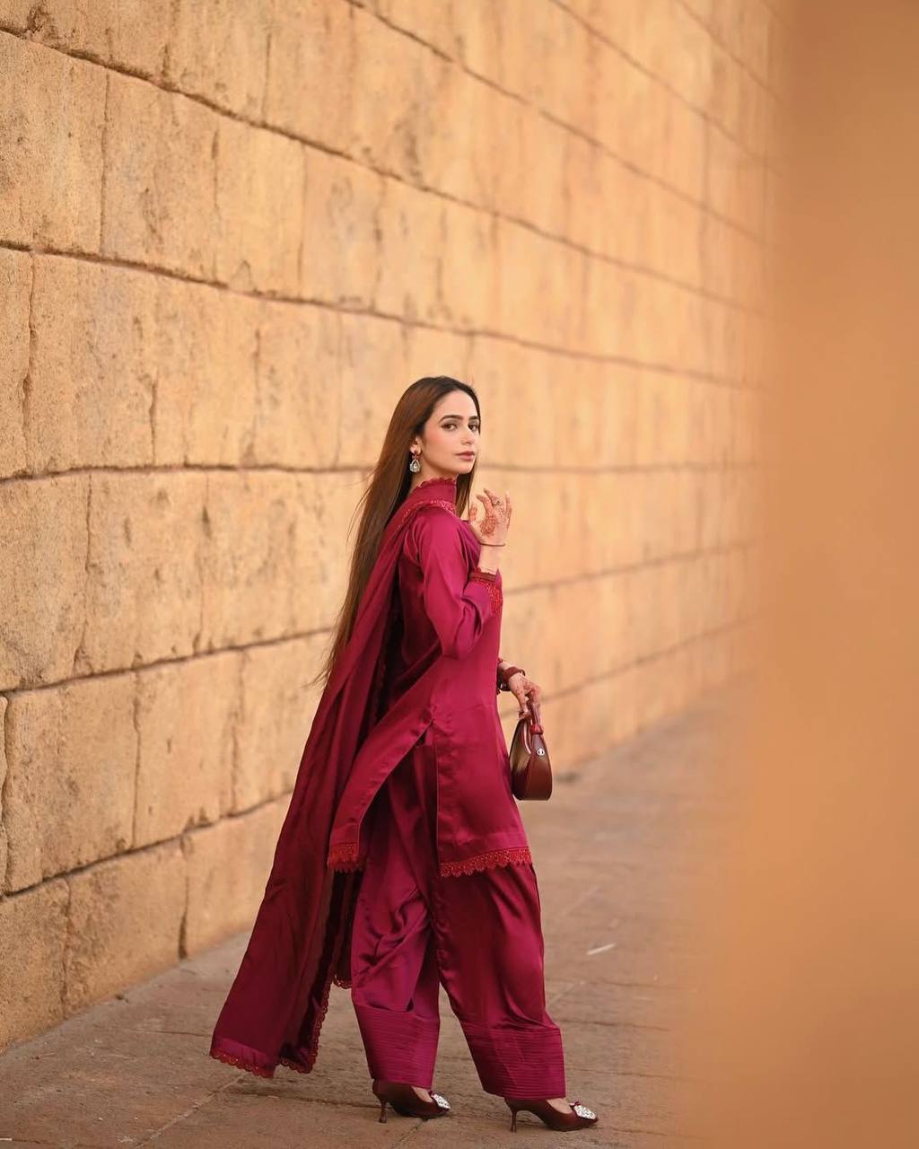 Blissful Red Color French Crape With Sequence Embroidered Work Salwar Suit